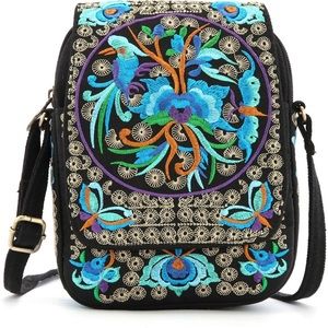 Handmade Embroidered Mini Crossbody Bag / Cellphone Bag